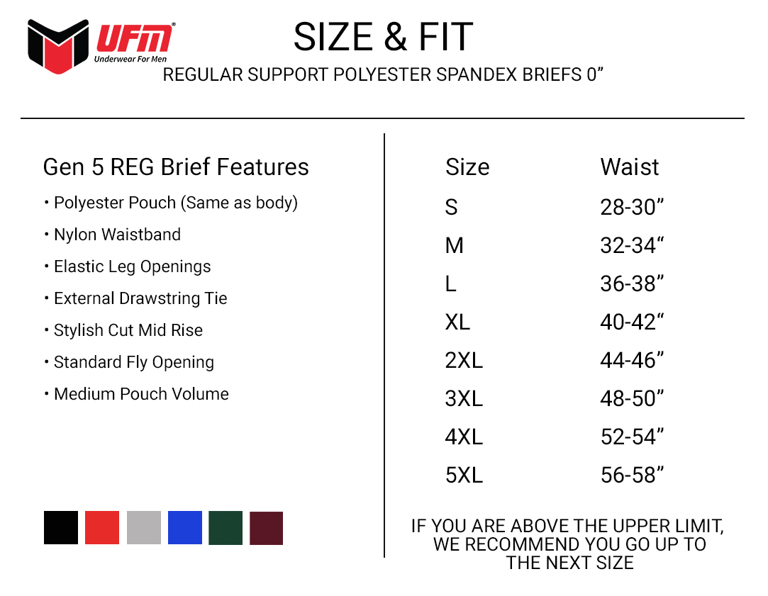 Polyester Medical Brief Size Chart