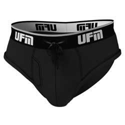 UFM Underwear for Men Black Polyester Brief Front View 250 28-30 (Hidden)