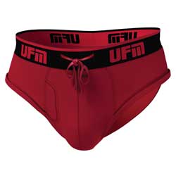 UFM Underwear for Men Red Polyester Brief Front View 250 28-30 (Hidden)