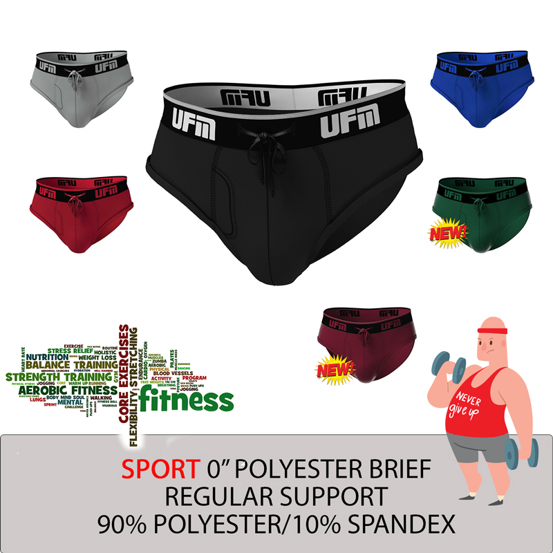 Briefs Polyester-Spandex Athletic REG Support Underwear for Men