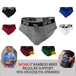 Parent UFM Underwear for Men Work Bamboo 6 inch Brief Multi 250 Hidden