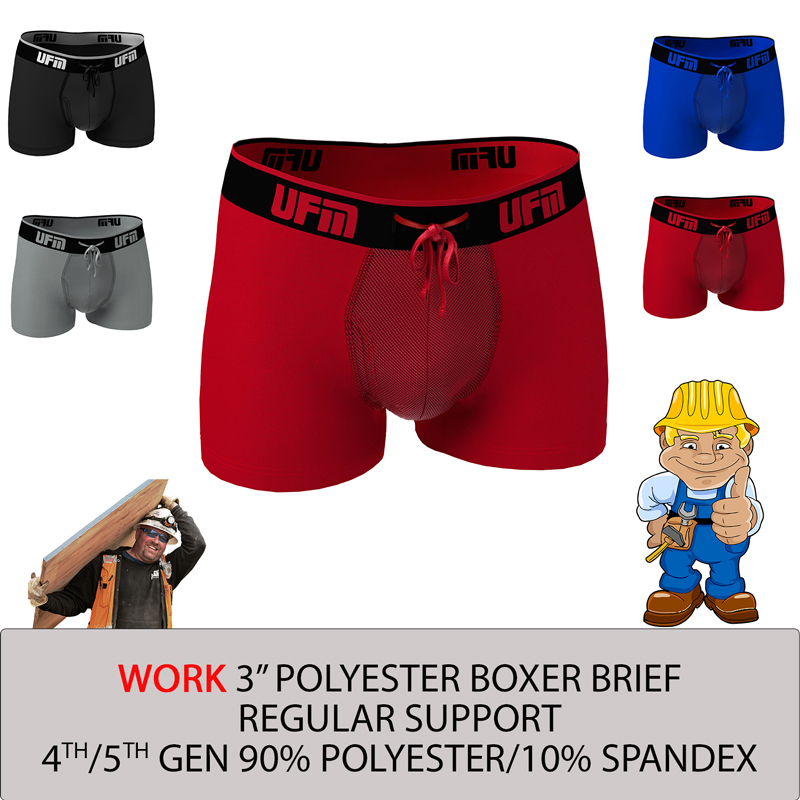 UFM Post Surgery Men 3 Underwear Boxer Brief BLACK 8 SIZES MEDICAL TRUNK
