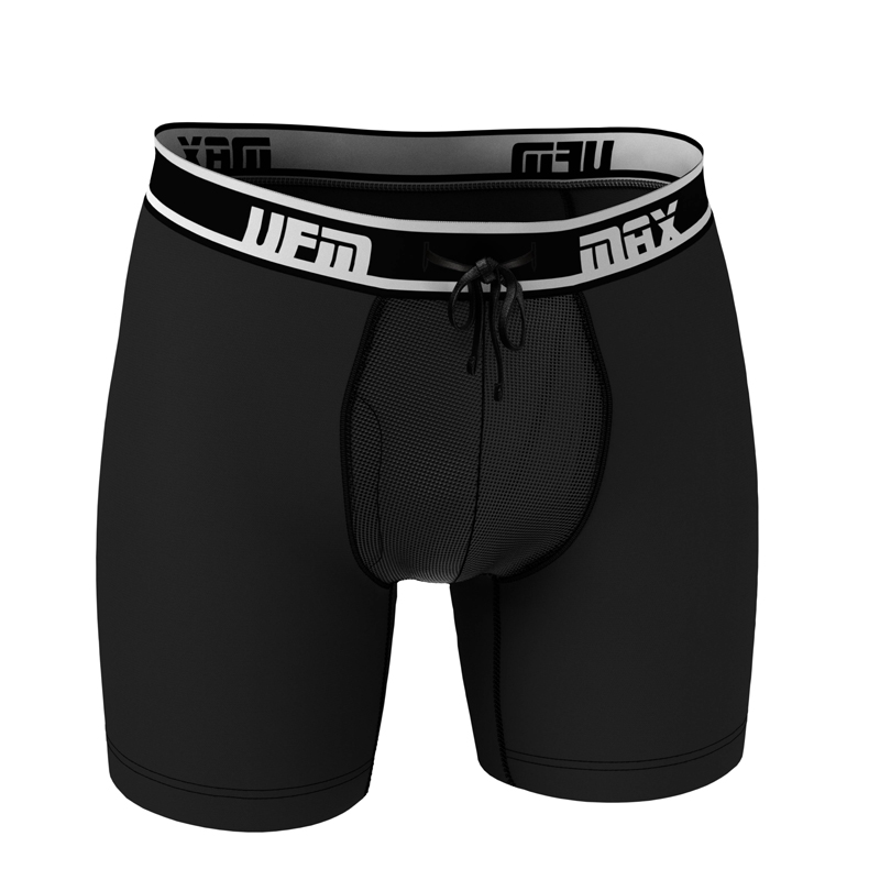 Parent UFM Underwear for Men Big and Tall Polyester 6 inch Max Boxer Brief Black 800