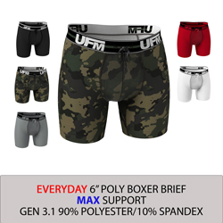 Parent UFM Underwear for Men Everyday Polyester 6 inch Max Boxer Brief Multi 250 Hidden