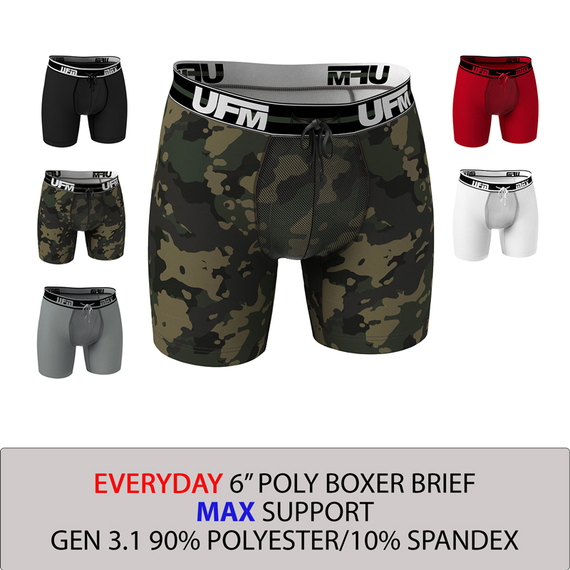 Parent UFM Underwear for Men Everyday Polyester 6 inch Max Boxer Brief Multi 800