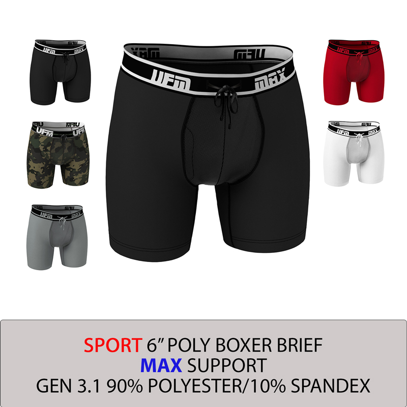 Parent UFM Underwear for Men Sport Polyester 6 inch Max Boxer Brief Multi 800
