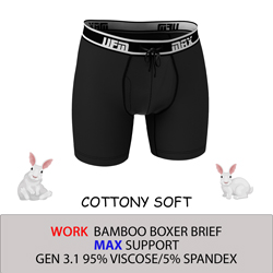 Parent UFM Underwear for Men Work Bamboo 6 inch Max Boxer Brief Multi 250 Hidden