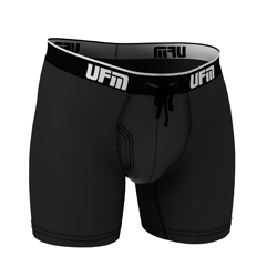 UFM Underwear for Men Black Viscose Bamboo 6 inch Boxer Brief Front View 250 28-30 (Hidden)