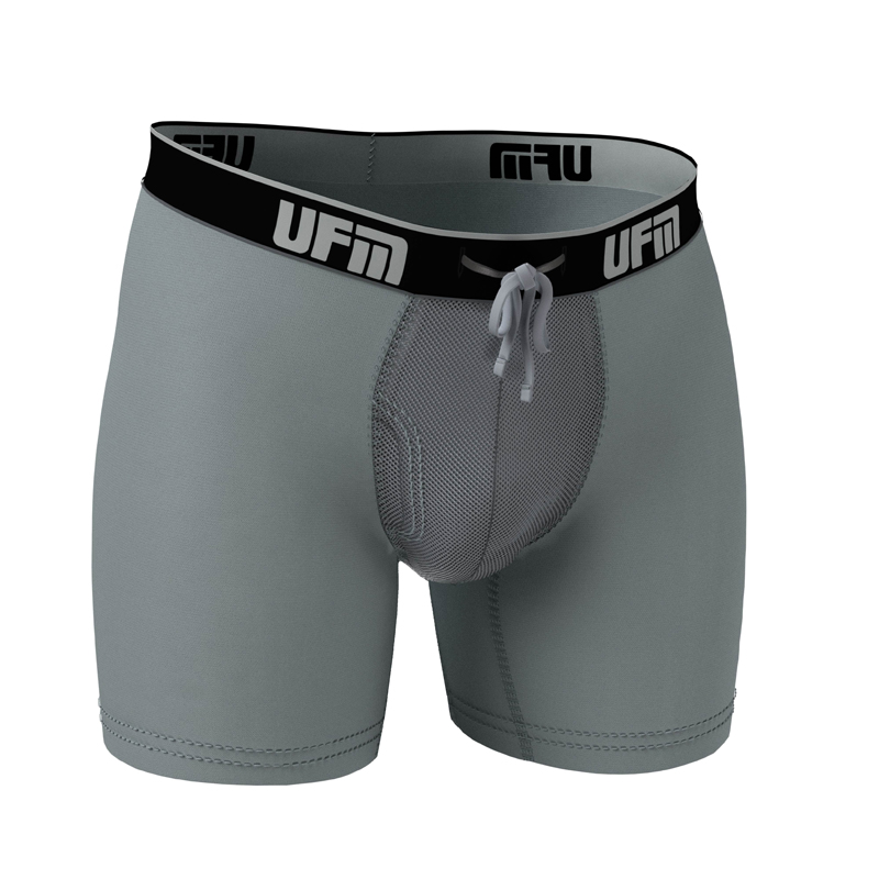 UFM Underwear for Men Gray Polyester 6 inch Boxer Brief Front View 800 28-30