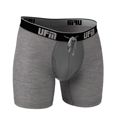 UFM Underwear for Men Bamboo 6 inch Boxer Brief Gray 250 Small Front