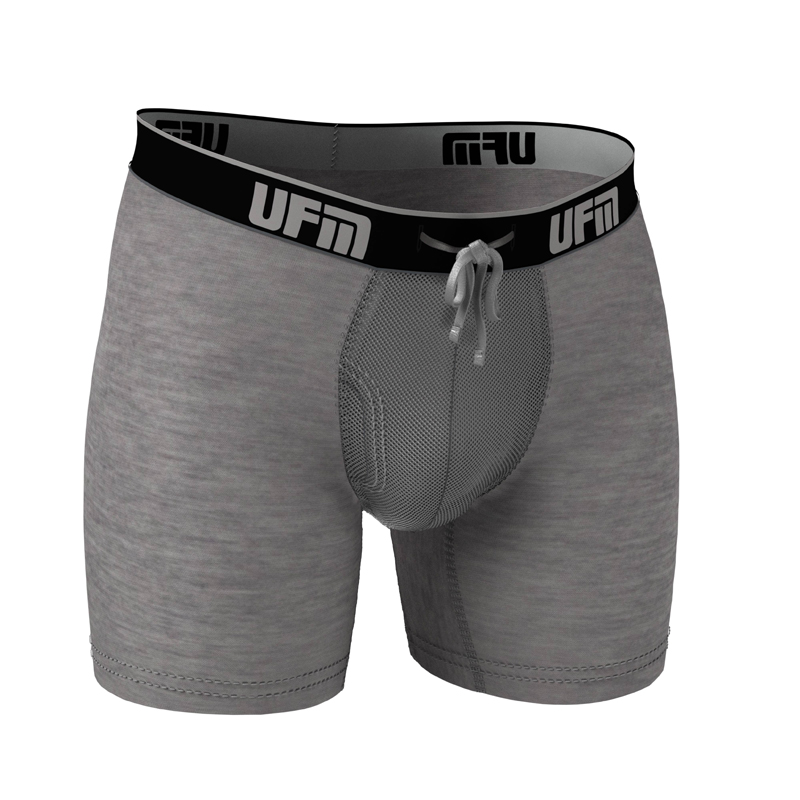 UFM Underwear for Men Bamboo 6 inch Boxer Brief Gray 800 Small Front