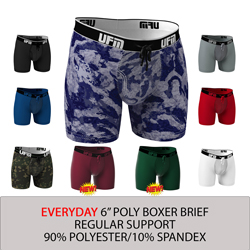 Parent UFM Underwear for Men Everyday Polyester 6 inch Boxer Brief Multi 250 Hidden