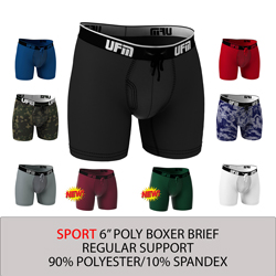 Parent UFM Underwear for Men Sport Polyester 6 inch Boxer Brief Multi 800