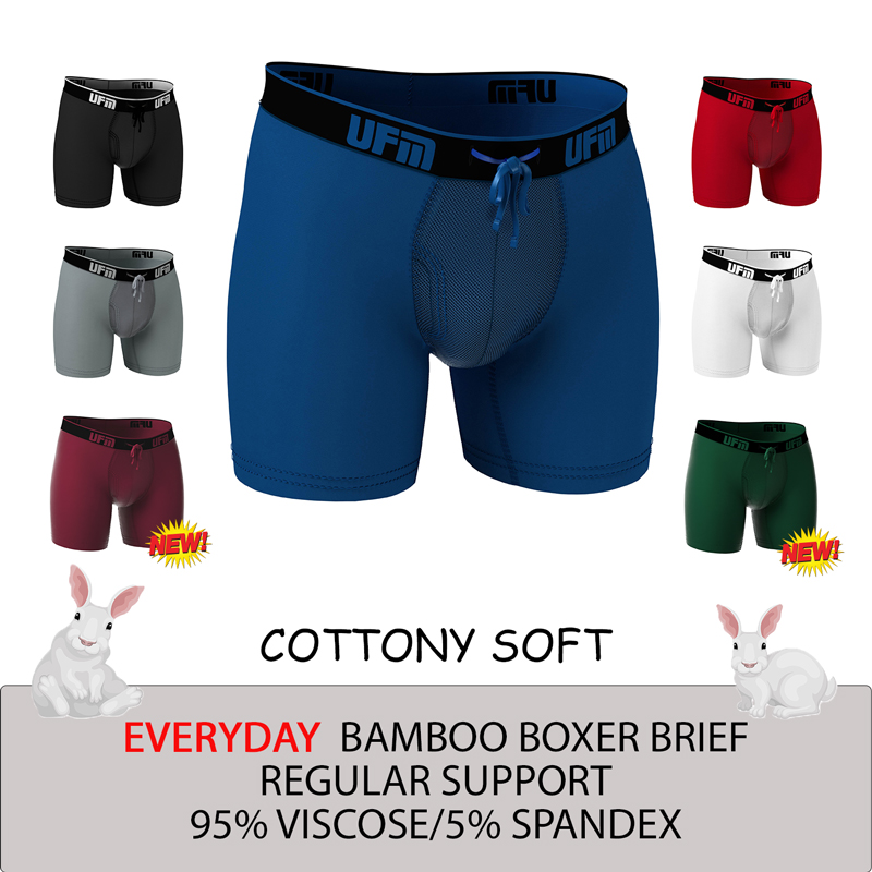 6 inch Viscose(Bamboo)-Spandex Everyday Boxer Briefs REG Support Underwear for Men