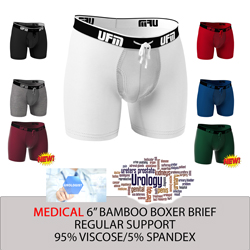6 inch Viscose(Bamboo)-Spandex Medical Boxer Briefs REG Support Underwear for Men