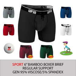 Parent UFM Underwear for Men Sport Bamboo 6 inch Boxer Brief Multi 250 Hidden