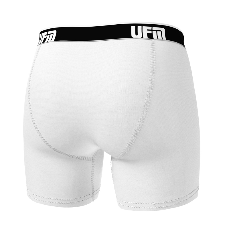 UFM Underwear for Men White Bamboo 6 inch Boxer Brief Back View 800 36-38
