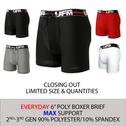 Parent UFM Underwear for Men Everyday Polyester 6 inch Original Max Boxer Brief Multi 250 Hidden