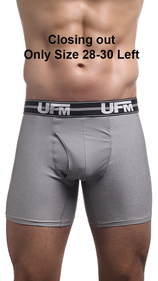 Grey Boxer Brief Close Front View 