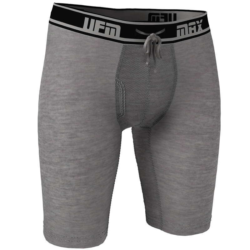 UFM Underwear for Men Bamboo 9 inch Reg Boxer Brief Gray 800 Small Front