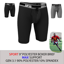 Parent UFM Underwear for Men Sport Polyester 9 inch MAX Long Boxer Brief Multi 250 Hidden
