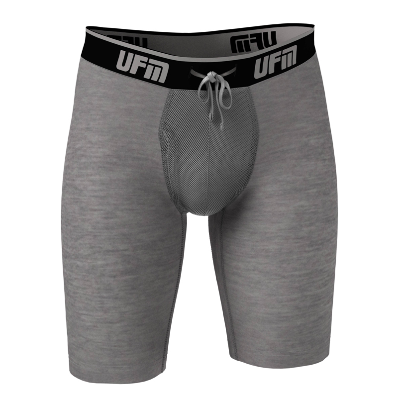 UFM Underwear for Men Bamboo 9 inch Reg Boxer Brief Gray 800 Large Front