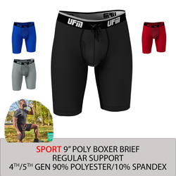 9 inch Polyester-Spandex Athletic Boxer Briefs REG Support (Gen 4/5)