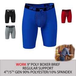 Parent UFM Underwear for Men Work Polyester 9 inch Regular Boxer Brief Multi 250 Hidden
